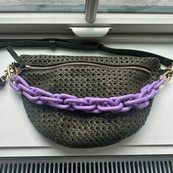 Clare V. Dark Lilac Purple Resin Link Shortie Bag Strap - Picture 3 of 4